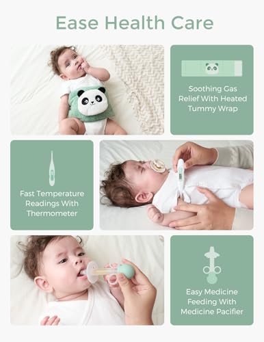Momcozy Elite Baby Kit, Superior Baby Shower & Registry Essential Kit for Grooming & Health & Cleansing Care, Electric Nail File & Nasal Aspirator,Tummy Wrap,Thermometer,Bath Brush,Teether,Storage Bag