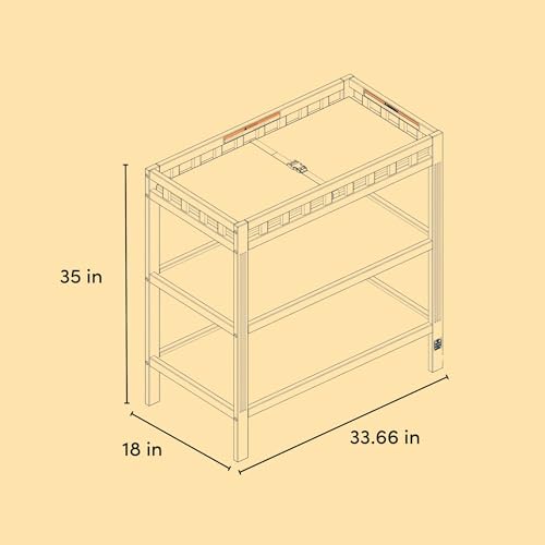 Storkcraft Morningside Changing Table (Driftwood) – GREENGUARD Gold Certified Baby Changing Table, Includes Waterproof Diaper Changing Pad, Easy 30-Minute Assembly, 2 Open Shelves for Storage