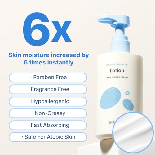 BEBESUP- Daily Hydration Baby Lotion | Korean Skincare for Sensitive & Atopic Skin 100-Hour Hydration Organic Rice & Ceramide Formula Hypoallergenic Fast Absorbing 10.14 fl. oz