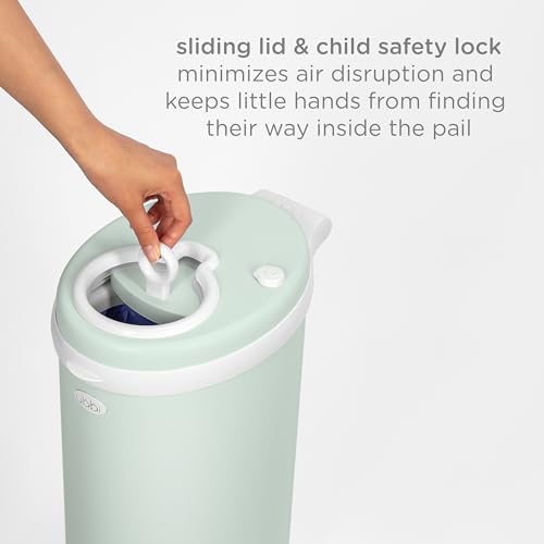 Ubbi Steel Diaper Pail, Odor Locking, No Special Bag Required, Award-Winning, Registry Must-Have, Sage Green