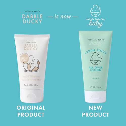 Dabble & Dollop Baby All Over Lotion - Fragrance-Free Baby Moisturizer for Sensitive Skin, Lightweight Hydrating Baby Cream for Newborns & Eczema-Prone Skin (5 fl oz, Pack of 2)