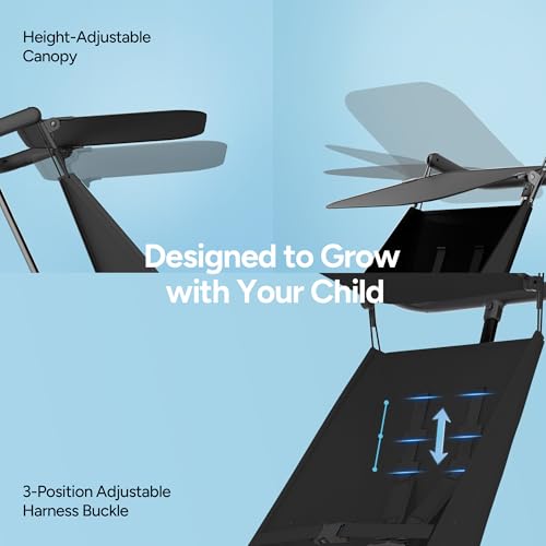Mompush Jeto Lightweight Travel Stroller – 9.8 lbs Ultra-Compact, One-Hand Fold, Airplane Cabin Approved, All-Terrain Wheels, Smooth Ride for Toddlers, Perfect for Travel & Daily Use