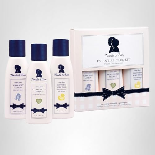 Noodle & Boo Essential Care 3 Piece Kit Super Soft Baby Lotion, Extra Gentle Shampoo and Soothing Body Wash, 2 Oz of each