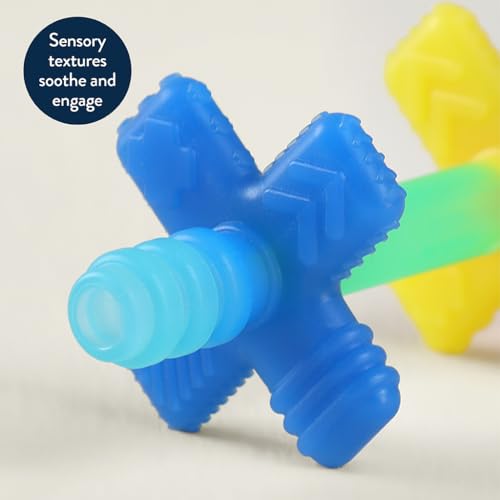 Itzy Ritzy Teensy Tube Teether – Textured Hollow Baby Teething Tube that Reaches Front Teeth & Back Molars, Made of Soft Silicone (Rainbow)