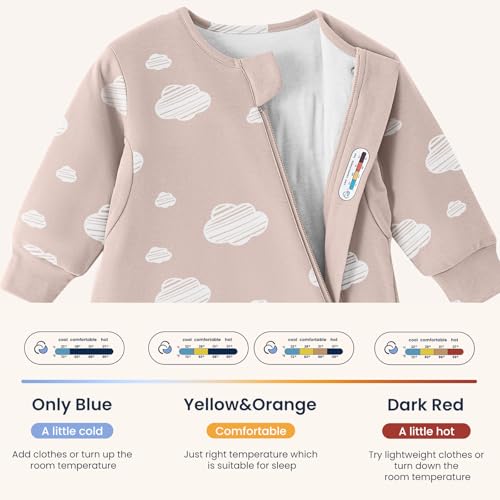 kaiya baby Unisex Sleeping Bag for Babies and Toddlers 1.0 Tog Sleep Sack 6-18 Months, Baby Sleep Sack, Newborn Sleep Sack, Wearable Blanket Baby, One Piece with Sleeves, Gifts for Baby, Pink Sky
