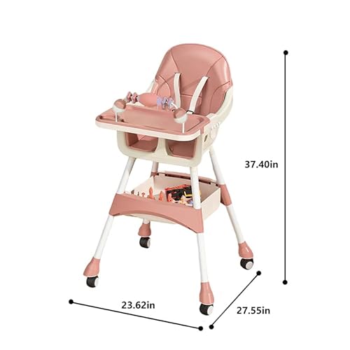 Nawahev Portable High Chair,High Chairs for Babies and Toddlers,Multi-Use Easy Clean Baby High Chair with Lock Wheels, Comfortable Feeding and Place The Toy Storage Basket uuu
