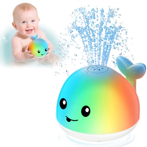 Baby Bath Toys, Light Up Whale Bath Toy Sprinkler for Babies 6-12-18 Months, Bath Toys for Kids 1-3, Toddler Fountain Bathtub Toys, Baby Pool Toys for Toddlers 1-3 Girls Boys Summer Birthday Gifts