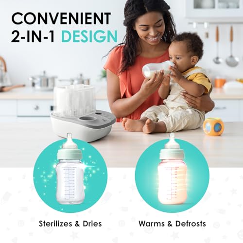 Lil' Jumbl 2-in-1 Baby Bottle Sterilizer & Warmer – Time-Saving Sterilizer & Dryer for Baby Bottles, Pacifiers, Pump Parts & Essentials – Features Precise Temperature Control Bottle Warmer