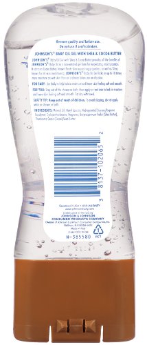 Johnson's Baby Oil Gel, Moisturizing Baby Massage Mineral Oil Enriched with Shea & Cocoa Butter, Dry Skin Relief for Babies, Kids & Adults, Nourishing & Gentle on Delicate Skin, 6.5 fl. oz
