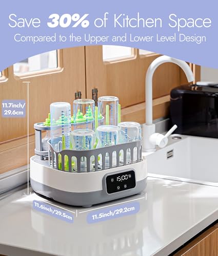 NCVI 20-Minute Baby Bottle Steamer Sterilizer and Dryer with 2 Bottle Trays for 8 Bottles, Fast Electric Steam Sterilization Disinfection for All Bottles, Pacifiers, Teether and Breast Pump Parts