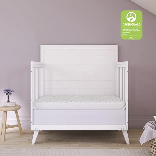 Dream On Me 2-in-1 Breathable Two-Sided 3" Portable Mini Crib Mattress, Greenguard Gold Certified, Vinyl and Breathable Fabric, White