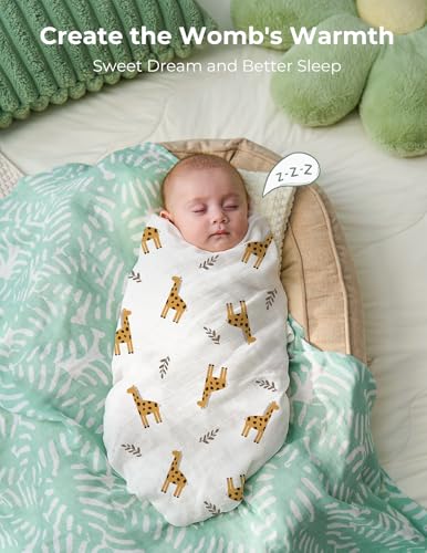Momcozy Muslin Swaddle Blankets, 4-Pack Breathable and Skin-Friendly Receiving Blankets for Boys, Best Wishes Swaddle Blanket Shower Gifts & Baby Registry Essentials, Large 47"x47", Bravery