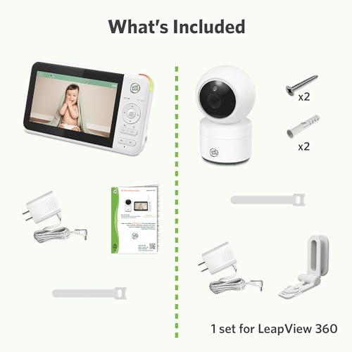 LeapFrog Video Baby Monitor - 5-Inch Color Screen, 31-Hour Battery, Secure Non-WiFi FHSS, Remote Pan Tilt Zoom, Night Vision, 2-Way Talk | LeapView 360