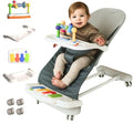 CuddoBaby Baby Bouncer 4-in-1 on Wheels, Detachable Pianos, Feeding Tray, 3-Level Recline Foldable Seat with Play Bar for Infant to Toddler 0-12M, Boy Gift Idea - Blue