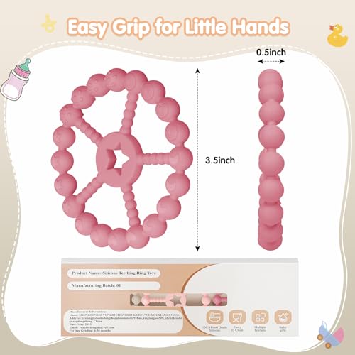 Baby Teething Toys 3-12 Months - Loviomad 3 Pack Ring Teether Baby Toys, Newborn Infant Essentials, Food Grade Silicone Teething Toys for Babies 6-12 Months, Shower Gifts Teething Relief (Girl/Boy)
