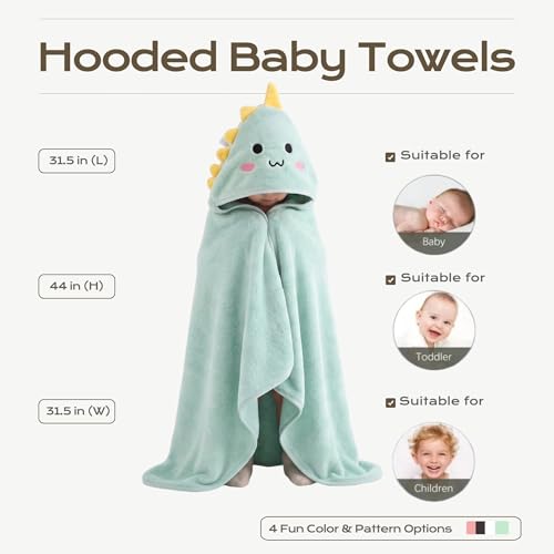 12-Piece Baby Towel Set – 4 Hooded Bath Towels (31"x31") + 8 Washcloths (10"x10") – Soft & Absorbent for Newborns, Infants, Toddlers & Kids – Unisex Gift for Baby Boy or Girl