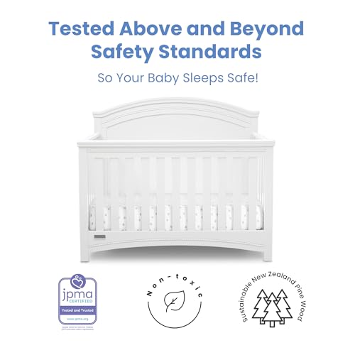 Simmons Kids SlumberTime Emma 4-in-1 Convertible Baby Crib N More - Greenguard Gold Certified, Bianca White