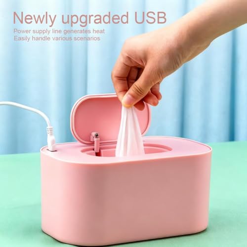 Portable Baby Wipe Warmer, Large Capacity Moist Wipe Dispenser with LED Display, Quiet & Even Heating, Diaper Wipes Warmer for Home Car Travel Use (White)