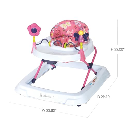 Smart Steps Trend Activity Walker with Removeable Toy Bar, Multi-Directional Front Wheels, Tray, Adjustable Height and Flat Fold Frame for Storage, Ages 6 Months +, Emily Pink