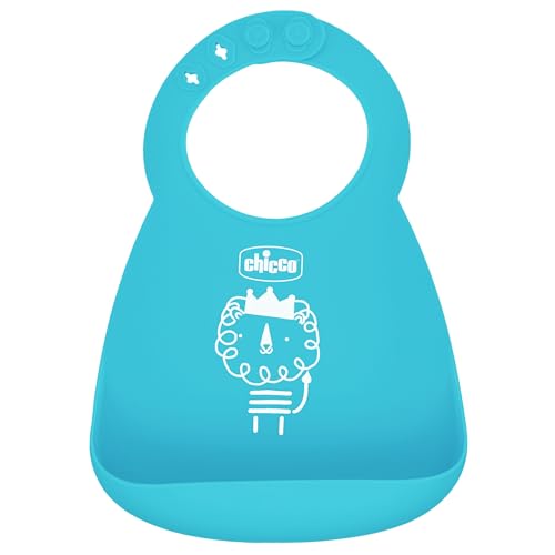Chicco Easy Start Silicone Feeding Set | Dishes for Baby-Led Weaning | Suction Bowl | Adjustable Bib | Soft Spoon | BPA-Free | 3 Piece Set | 6m+ | Teal