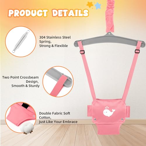 Baby Jumper with Stand for 6-24 Months, Baby Exerciser for Active Babies, Toddler Jumper Bouncers for Baby Girl/Boy with Adjustable Chain, Suitable for Indoor and Outdoor, Water Mat Included(Pink)