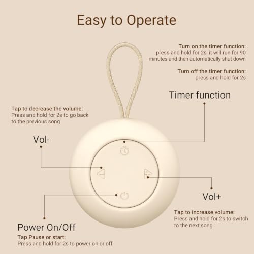 Portable Baby Sound Machine [White Noise for Babies Kids Adults][Timer Function][20 Soothing Sounds][Sleep Soother] 15 Hours Battery Life, Travel,Registry,Gifts,Shower,Clips on Baby Stroller