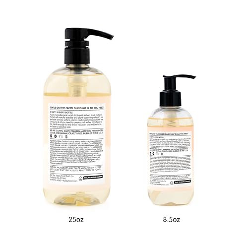 TUBBY TODD Hair + Body Wash - Baby Shampoo and Body Wash - Gentle, Natural Baby Wash for Newborns, Babies, and Toddlers - Non-Toxic and Hypoallergenic - Fragrance-Free, 2 Pack, 8.5oz & 25oz