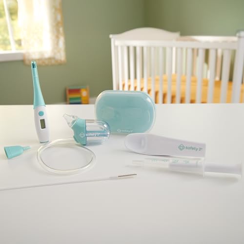 Safety 1st Baby’s 1st SneezyWeezy Kit, Sick Baby Essentials, BoogEase Nasal Aspirator, 3-in-1 Digital Thermometer, Medspoon, Infant Set, Easy-Clean, Medicine Feeding Spoon