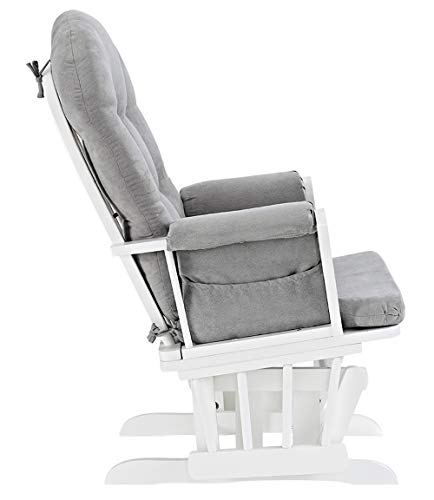 Windsor Glider and Ottoman, Polyester, Wood, Metal, White with Gray Cushion