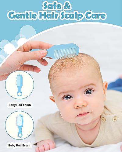 Baby Grooming and Health Kit, Lictin Nursery Care Kit, Newborn Safety Health Care Set with Hair Brush,Comb,Nail Clippers and More for Newborn Infant Toddlers Baby Boys,Baby Blue