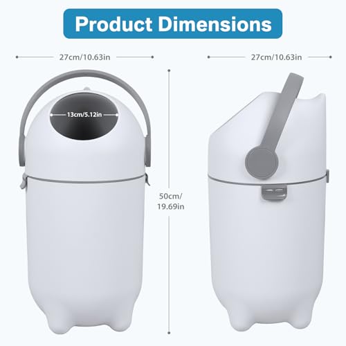 Fumweeb Diaper Pail with Airtight Lid, 15L Odor Control Diaper Trash Can, Odor-Locking Diaper Pails for Babies ＆ Pets,Holds 16 Diapers Baby-Safe Nursery Bin for Living Room, Bathroom,Pet Litter Box
