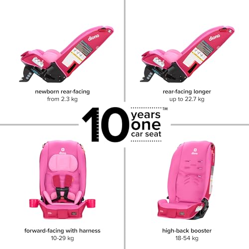 Diono Radian 3R, All-in-One Convertible Car Seat, Rear and Forward Facing, 10 Years 1 Car Seat, Slim Fit 3 Across, Pink Cotton Candy