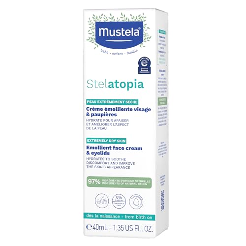 Mustela Stelatopia Eczema-Prone Skin Emollient Baby Face Cream - Face Moisturizer with Natural Avocado & Sunflower Oil - Fragrance-Free - 1.35 fl. oz.