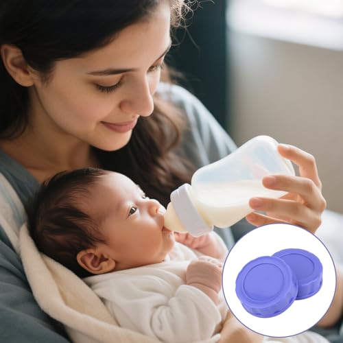 6pcs Baby Bottle Caps for Pigeon & Lansinoh Bottles, Leak Proof Travel and Storage Replacement Tops Lids Covers with Cleaning Brushes Accessories (Purple)