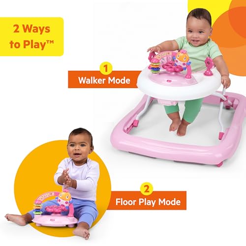 Bright Starts JuneBerry Walk-A-Bout Baby Walker and Entertainer, with Easy Fold Frame for Storage, Ages 6 Months +