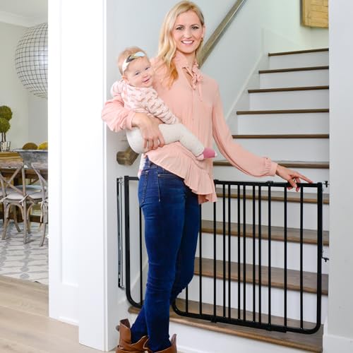 Cardinal Gates SS30 Stairway Special Baby Gate for Top of Stairs - Adjustable Indoor Dog Gate - Aluminum Metal Safety Gate for Kids & Pets - 27 to 42.5 Inches Wide - Black - USA Based Company