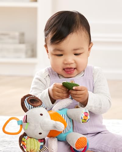 Skip Hop Bandana Buddies Baby Activity and Teething Toy with Multi-Sensory Rattle and Textures, Elephant
