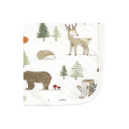 Hudson Baby Unisex Baby Quilted Cotton Washcloths, Forest Animals, One Size