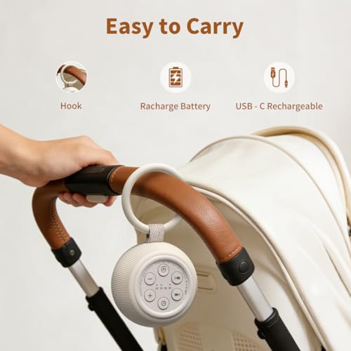 Portable Travel Sound Machine White Noise Machine 40h Battery Brown Noise Machine 30 Soothing Sounds & Hushing Sound for Baby 4 Timers Memory Function 32 Adjustable Volume for Kids Adults Home Office
