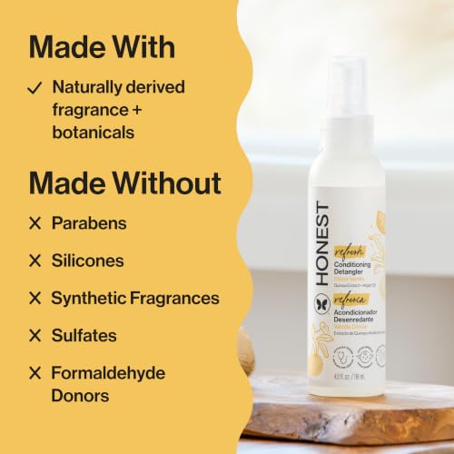 The Honest Company Conditioning Hair Detangler | Leave-in Conditioner + Fortifying Spray | Tear-free, Cruelty-Free, Hypoallergenic | Citrus Vanilla Refresh, 4 fl oz