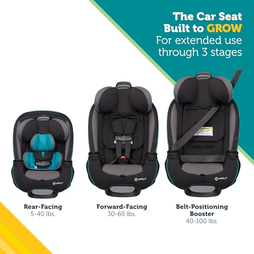 Safety 1st Grow and Go All-in-One Convertible Car Seat, Rear Facing, 5-40 lbs, Forward Facing (30–65 lbs), High Back Booster Seat 40-100 pounds, Iron Frost