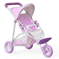 Olivia's Little World Baby Doll Jogging-Style Stroller with Canopy, Seatbelt and Storage Space, Purple and White
