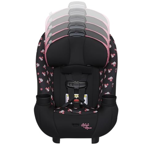Disney Baby Ellaris 3-in-1 Convertible Car Seat, Slim Fit Design, Rear & Forward-Facing, 5-Position Headrest, 3-Across Fit, Travel-Friendly with Machine-Washable Seat Pad, Minnie Charm