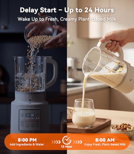 Encyclpo Nut Milk Maker Machine, 59.18 oz Automatic Nut Milk Maker with 11-in-1 Programs, Soy Milk Maker & Baby Food Maker, Detachable Glass Pitcher, Auto Clean, Delay Start, Keep Warm, LED Display
