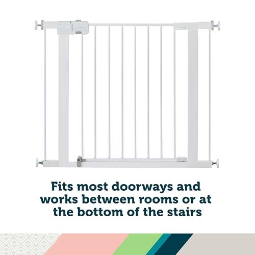 Safety 1st Easy Install Walk Thru Baby Gate for Doorway With Door, Dog Gates, Fits 29"-38", Easy Install 28" Tall, White
