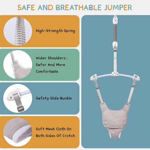 2 in 1 Baby Jumper with Toddler Swing, Baby Jumpers and Bouncers,Indoor Outdoor Toddler Swing Set, Cotton