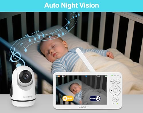 HelloBaby Baby Monitor with Camera and Audio, 6" World First IPS Large Screen, No WiFi 30H Battery 4000mAh, Night Vision, 2-Way Talk, Remote PTZ, ECO,1000ft, Video Audio Monitor for Baby Elderly Pet