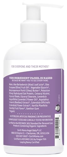 Earth Mama Calming Lavender Baby Lotion for Dry Skin, Calendula Cream for Newborn Skin Care, Children's Moisturizer with Aloe Juice, Rooibos, & Shea Butter, Lavender Lotion, 8 Fl Oz