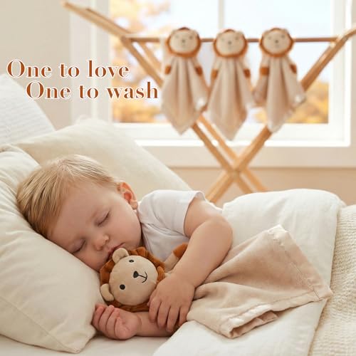 Pro Goleem Lion Security Blanket, Soft Lovey Unisex Lovie Baby Gift for Newborn Boys and Girls Snuggle Toy Stuffed Animal 16 Inch
