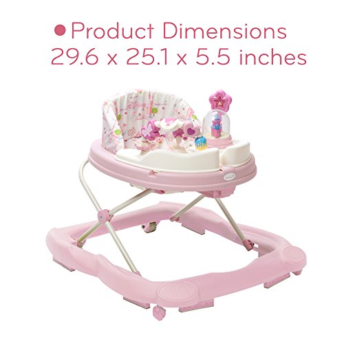 Disney Baby Princess Walker with Wheels, Pink Baby Walkers and Activity Center for Infants
